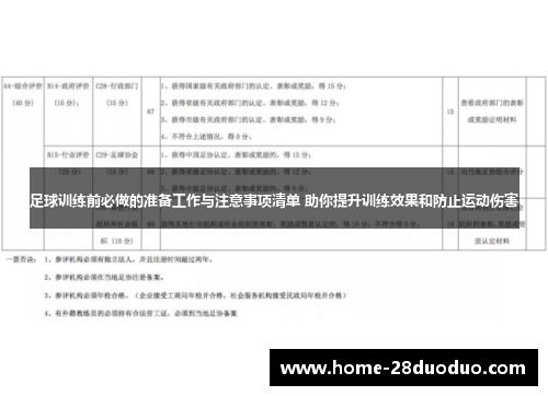 足球训练前必做的准备工作与注意事项清单 助你提升训练效果和防止运动伤害